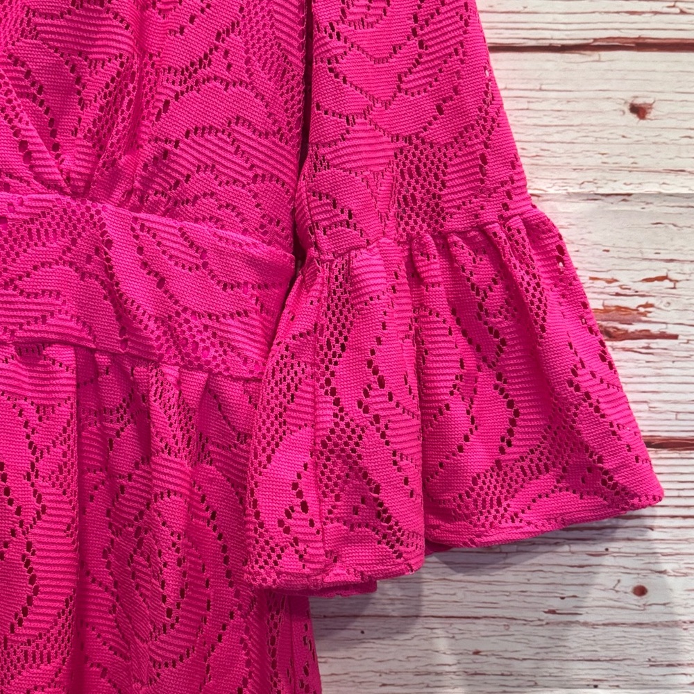 Lilly Pulitzer Cecelia Dress in Pink Tango Bungalow Blossom Lace Sz 8 - Picture 10 of 16